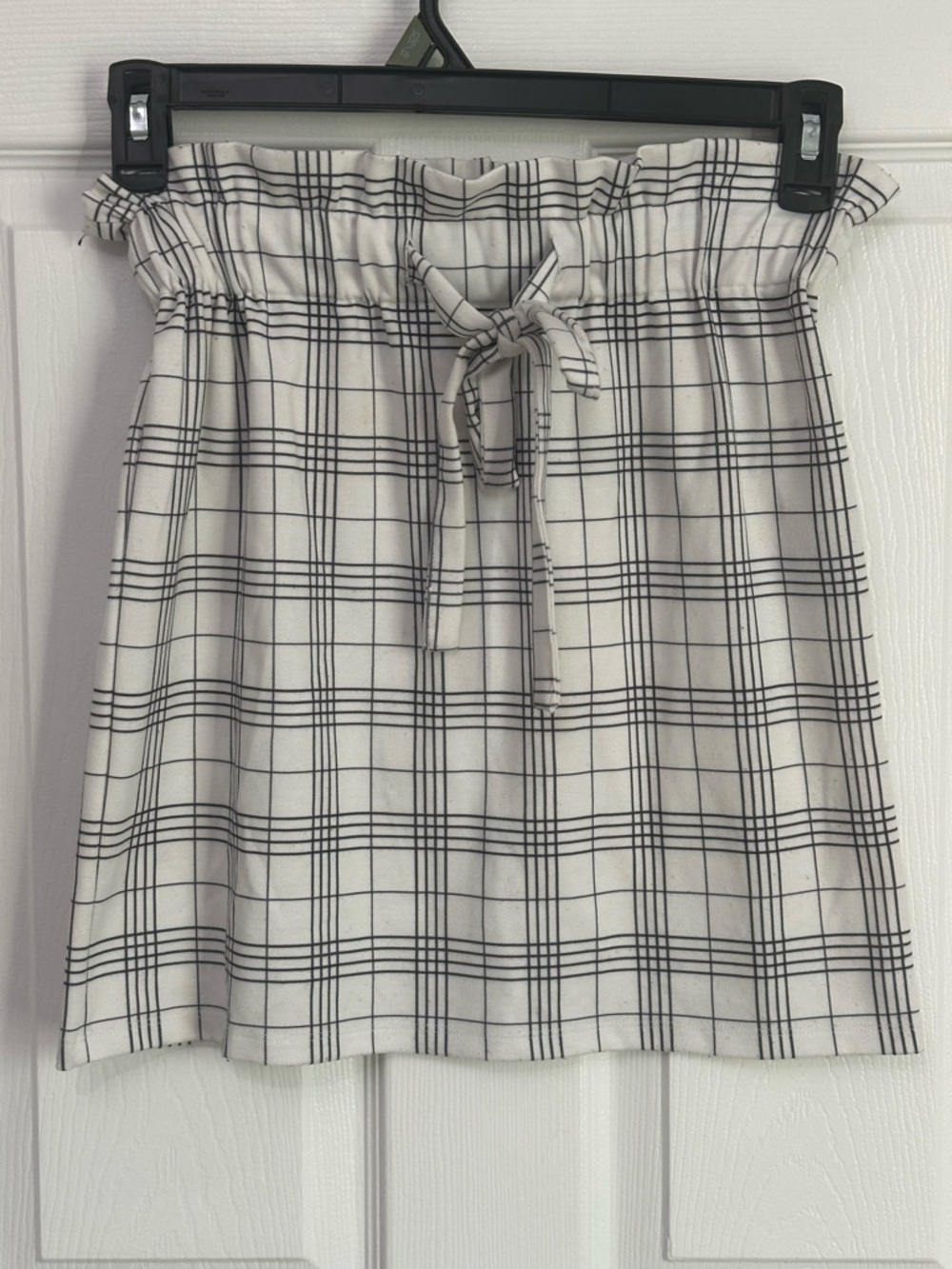 Women's Orsay plaid skirt high-rise waist and tie detail Size S White Black